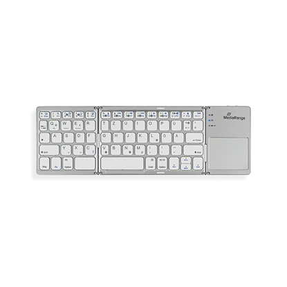 MediaRange Fordable and Rechargeable Bluetooth keyboard 64 keys with touchpad Silver (MROS133-GR)-MROS133-GR