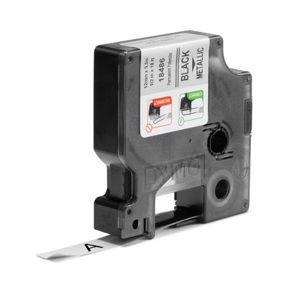 Ταινία Ετικετογράφου DYMO Ind Rhino Tape Permanent Polyester Black On Metallic 12mm (S0718180) (DYM18486)-DYM18486