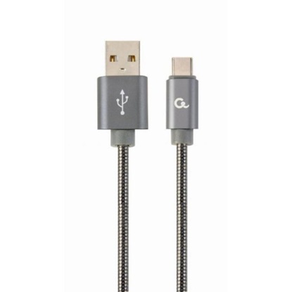 Gembird Cc- USB2s-amcm-1m-bg USB-C 2.0 Cable (Am/cm) Metal Plugs, Spiral Braid, 1m, Metallic Gray (CC-USB2S-AMCM-1M-BG) (GEMCC-USB2S-AMCM-1M-BG)-GEMCC-USB2S-AMCM-1M-BG