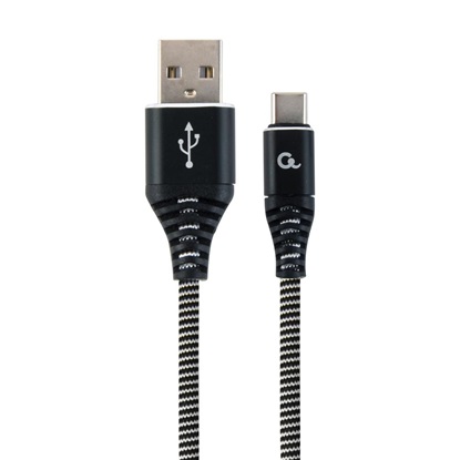 Gembird Cc- USB2b-amcm-2m-bw Premium USB-C 2.0 Cable (Am/cm) Metal Plugs, Braid, 2m, Black/white (CC-USB2B-AMCM-2M-BW) (GEMCC-USB2B-AMCM-2M-BW)-GEMCC-USB2B-AMCM-2M-BW