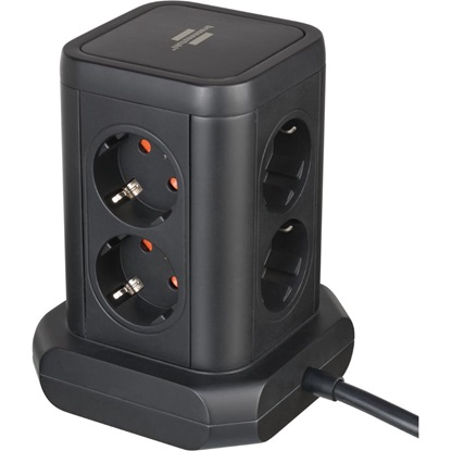 Brennenstuhl Socket tower 8-fold with 4x USB black 2m H05VV-F3G1.5 (1153560000) (BNN1153560000)-BNN1153560000