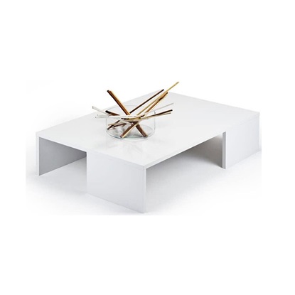 Bakaji Τραπέζι Καφέ Καναπέ Σαλονιού Ορθογώνιο Χαμηλό σε Ξύλο Μοντέρνου Σχεδιασμού Λευκό (2813540) (BAK2813540)-BAK2813540