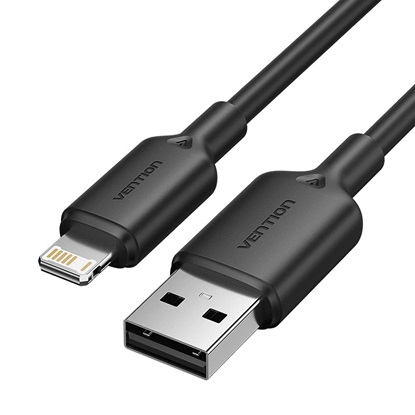 VENTION USB 2.0 A Male to Lightning Male 2.4A Cable 2M Black PVC Type (LAMBH) (VENLAMBH)-VENLAMBH