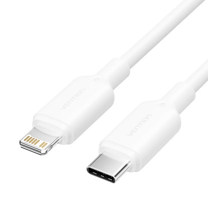 VENTION Type-C Male to Lightning Male 3A Cable 1M White PVC Type (LAKWF) (VENLAKWF)-VENLAKWF