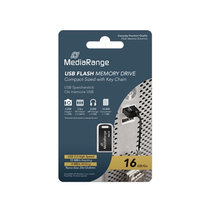 MediaRange USB 2.0 Nano Flash Drive 16GB (MR921)-MR921