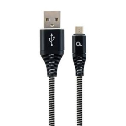 Gembird Premium Micro USB 2.0 Cable Am-mbm5p (Metal Braided Connectors) 2m Black/white (CC-USB2B-AMMBM-2M-BW) (GEMCC-USB2B-AMMBM-2M-BW)-GEMCC-USB2B-AMMBM-2M-BW