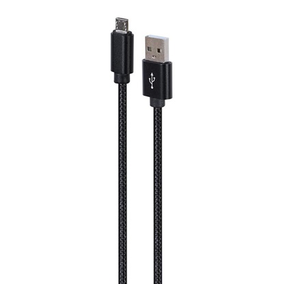 Gembird USB - Micro USB Cable With Textile Braid, Plugs In Metal Casing, 1.8m, Black (CCDB-MUSB2B-AMBM-6) (GEMCCDB-MUSB2B-AMBM-6)-GEMCCDB-MUSB2B-AMBM-6