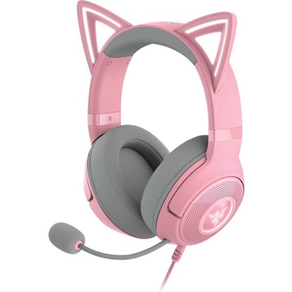 Razer Kraken Kitty V2 Pink RGB USB 7.1 Gaming Headset Kitty Ears PC / PS5 / Switch (RZ04-04730200-R3M1) (RAZRZ04-04730200-R3M1)-RAZRZ04-04730200-R3M1