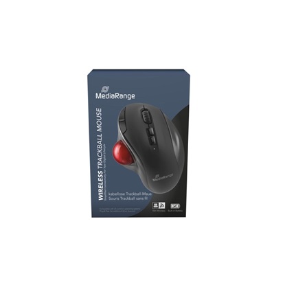 MediaRange Optical 7-Button Wireles with Trackball.Scrool Wheel, DPI 800-2400, Black/Red (MROS263)-MROS263
