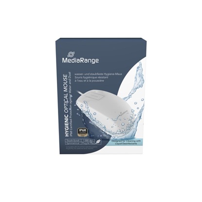 MediaRange Wired Optical 2-Button Hygienic Mouse with Touch-Scroll, 1.000 dpi, IP68, White (MROS265)-MROS265