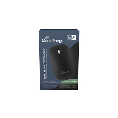MediaRange Optical 4-Button Wireless.Scroll-Wheel,1.000 - 2.400 dpi,BT Ver. 5.0), Black (MROS267)-MROS267