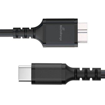 MediaRange USB 3.0 Micro-B to USB Type-C Cable, 50cm, Black (MRCS257)-MRCS257