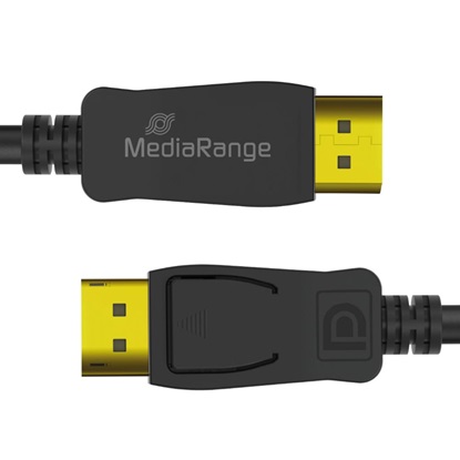MediaRange DisplayPort Cable, Ver. 2.1, 40 Gbps, 4k@120Hz, 8k@60Hz, True Color 24 Bit, Deep Color 30 Bit, HDR, HDCP 2.2, 2.0m, Black (MRCS248)-MRCS248