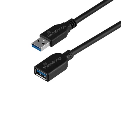 MediaRange USB Extension Cable, USB-A Plug to USB-A Socket, USB 3.0, 5 GB/s Data Transfer Rate, 5m, Black (MRCS241)-MRCS241