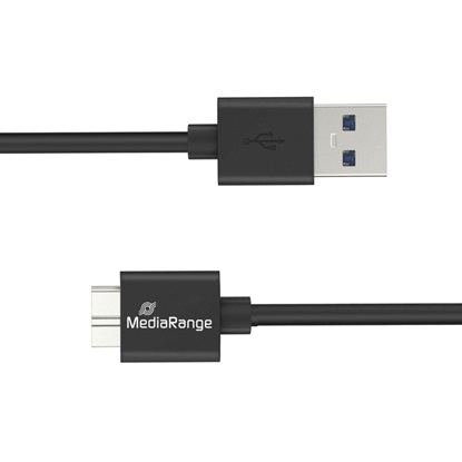 MediaRange USB-A to Micro-B USB 3.0 Charge and Sync Cable, USB 3.0, 5 Gbps, 5W max., 50cm, Black (MRCS239)-MRCS239