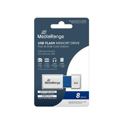 MediaRange USB 2.0 Flash Drive Color Edition 8GB (Blue) (MR971)-MR971