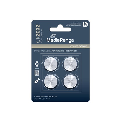 MediaRange Lithium Coin Cells CR2032|3V Pack 4  (MRBAT132)-MRBAT132
