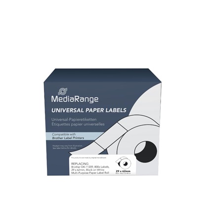 Ετικέτες Γενικής Χρήσης Mediarange (Brother® DK-11209) 29x62mm, 800 pcs, black on white (MRBDK11209)-MRBDK11209