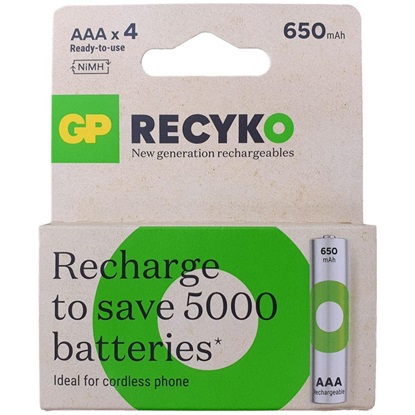 GP ReCyko 650mAh rechargeable batteries AAA / R03 Ni-MH  (GPB21104)-GPB21104