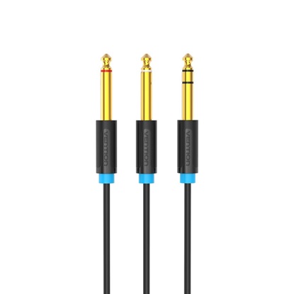 VENTION TRS 6.5mm Male to 2*6.5mm Male Audio Cable 2M Black (BATBH) (VENBATBH)-VENBATBH