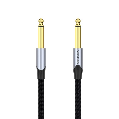 VENTION Cotton Braided 6.5mm Male to Male Audio Cable 3M Gray Aluminum Alloy Type (BASHI) (VENBASHI)-VENBASHI