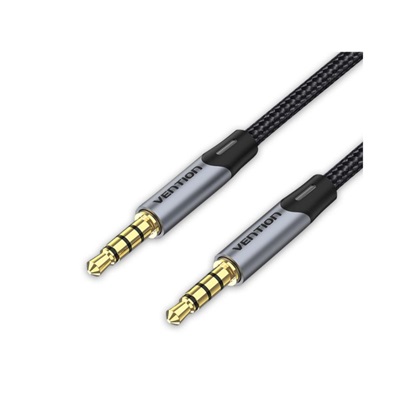 VENTION Cotton Braided 3.5mm Male to Male Audio Cable 1M Gray Aluminum Alloy Type (BAQHF) (VENBAQHF)-VENBAQHF