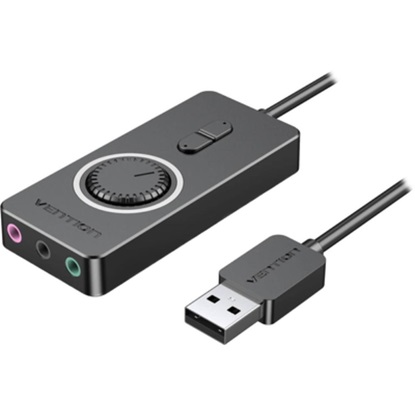 VENTION USB 2.0 External Stereo Sound Adapter with Volume Control 0.5M Black ABS Type (CDRBD) (VENCDRBD)-VENCDRBD