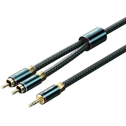 VENTION Cotton Braided 3.5mm Male to 2RCA Male Audio Cable 3M Green Copper Type (BCSGI) (VENBCSGI)-VENBCSGI