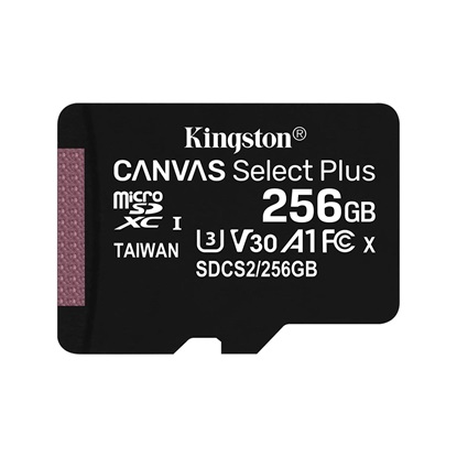 Kingston 256GB microSDXC Canvas Select Plus 80R CL10 UHS-I Card (SD adapter not included) (SDCS2/256GBSP) (KINSDCS2/256GBSP)-KINSDCS2/256GBSP