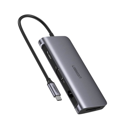 Ugreen USB-C Docking Station με 4K PD Ethernet και συνδεση 2 Οθονών Γκρι (40783) (UGR40783)-UGR40783