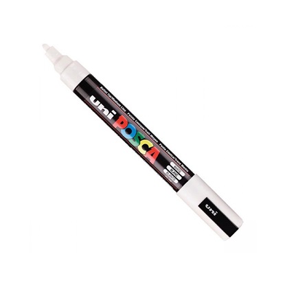 Uni-Ball Μαρκαδοροι Posca Pc-5M Medium White (PC5MMWH) (UNIPC5MMWH)-UNIPC5MMWH