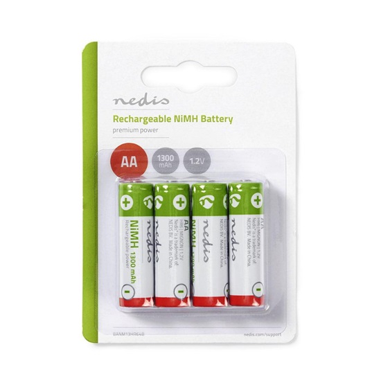 Nedis Επαναφορτιζόμενες Μπαταρίες AA Ni-MH 1300mAh 1.2V 4τμχ (BANM13HR64B) (NEDBANM13HR64B)-NEDBANM13HR64B