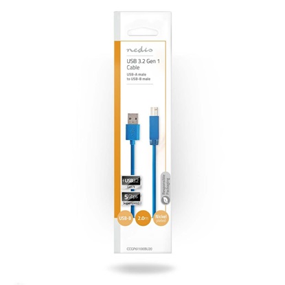 Nedis USB 3.0 Cable USB-A male - USB-B male 2m (CCGP61100BU20) (NEDCCGP61100BU20)-NEDCCGP61100BU20