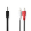 Nedis Καλώδιο ήχου 1x Jack 3.5mm αρσενικό/2x RCA αρσενικό 1m Mαύρο (CAGB22200BK10) (NEDCAGB22200BK10)-NEDCAGB22200BK10