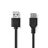 Nedis USB 2.0 Cable USB-A male - USB-A female Μαύρο 3m (CCGB60010BK30) (NEDCCGB60010BK30)-NEDCCGB60010BK30