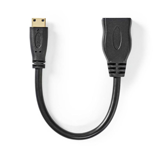 Nedis HDMI 1.4 Cable mini HDMI male - HDMI male 0.2m Μαύρο (CVGP34590BK02) (NEDCVGP34590BK02)-NEDCVGP34590BK02