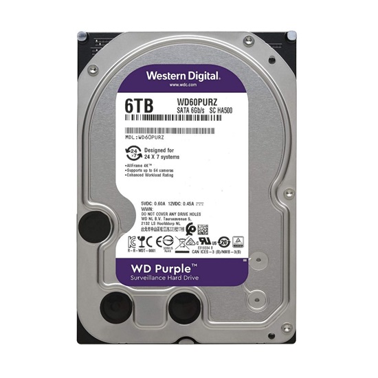 WD Purple, 3.5'', 6TB, SATA/600, 256MB cache (WD64PURZ) (WESWD64PURZ)-WD64PURZ