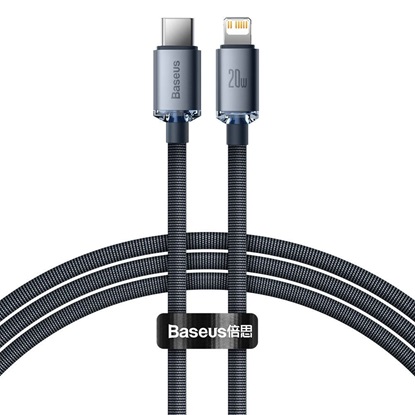 Baseus  Crystal cable USB-C to Lightning, 20W, PD, 1.2m Black (CAJY000201) (BASCAJY000201)-BASCAJY000201