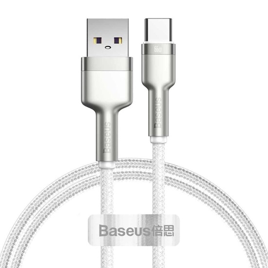 Baseus Cafule Series Braided USB 2.0 Cable USB-C male - USB-A male Λευκό 1m  (CAKF000102) (BASCAKF000102)-BASCAKF000102