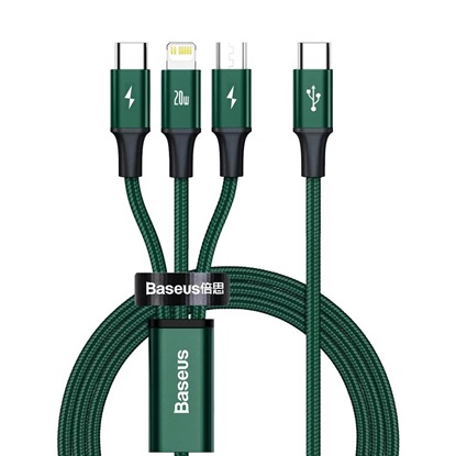 Baseus Rapid Series Braided USB to micro USB / Type-C / Lightning Cable 3A Πράσινο 1.5m  (CAMLT-SC06) (BASCAMLT-SC06)-BASCAMLT-SC06