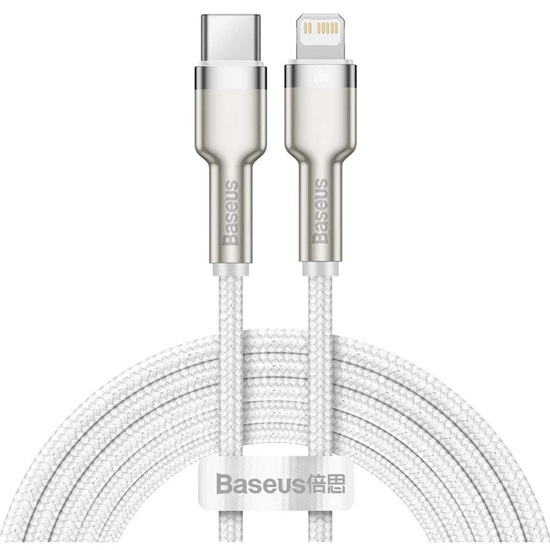 Baseus Cafule Metal Braided USB-C to Lightning Cable 20W Λευκό 2m  (CATLJK-B02) (BASCATLJK-B02)-BASCATLJK-B02