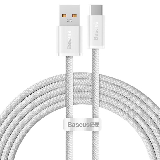 Baseus Dynamic Braided USB 2.0 Cable USB-C male - USB-A male 100W White 2m (CALD000702) (BASCALD000702)-BASCALD000702