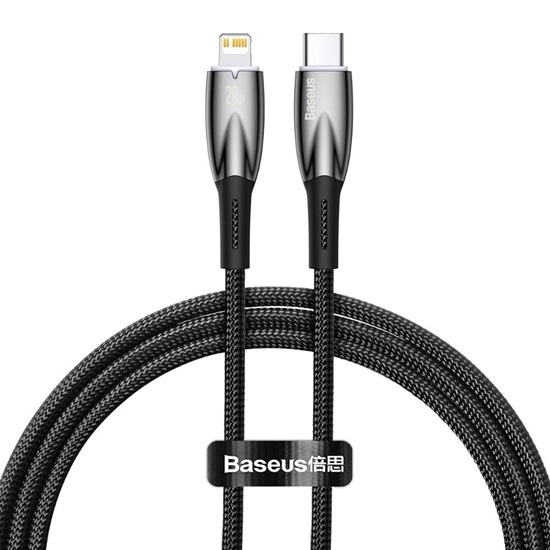 Baseus USB-C Cable For Lightning Glimmer Series, 20w, 1m Black (CADH000001) (BASCADH000001)-BASCADH000001