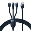 Baseus 3in1 USB Cable USB 3in1 Flash Series,  USB-C + Micro + Lightning 66w, 1.2m Blue (CASS040003) (BASCASS040003)-BASCASS040003