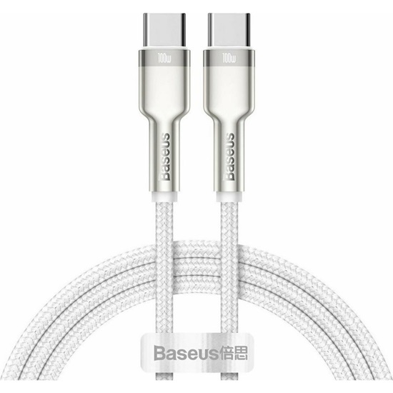 Baseus Cable USB-C To USB-C Cafule, 100w, 1m White (CATJK-C02) (BASCATJK-C02)-BASCATJK-C02