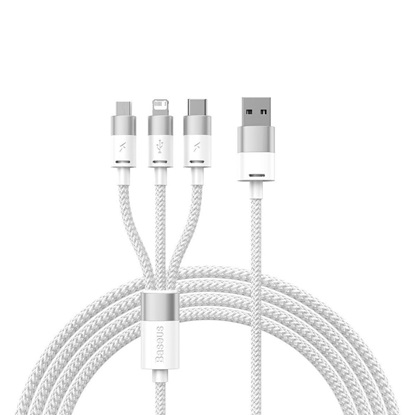 Baseus 3in1 USB Cable Starspeed Series, USB-C + Micro + Lightning 3,5a, 1.2m White (CAXS000002) (BASCAXS000002)-BASCAXS000002