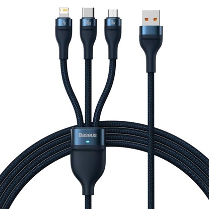 Baseus 3in1 USB cable Flash Series, USB-C + micro USB + Lightning, 100W, 1.2m (blue) (CASS030003) (BASCASS030003)-BASCASS030003