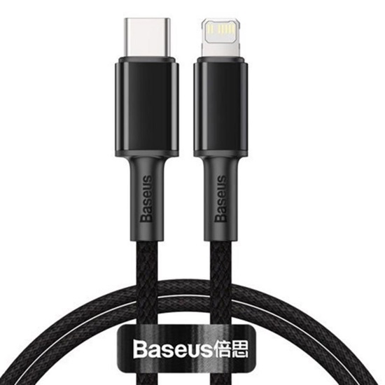 Baseus High Density Braided Cable Type-C To Lightning, Pd,  20w, 1m Black (CATLGD-01) (BASCATLGD-01)-BASCATLGD-01