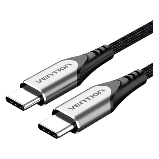 VENTION Nylon Braided Type-C to Type-C 3A/PD 60W Cable 1.5M Gray Aluminum Alloy Type (TADHG) (VENTADHG)-VENTADHG