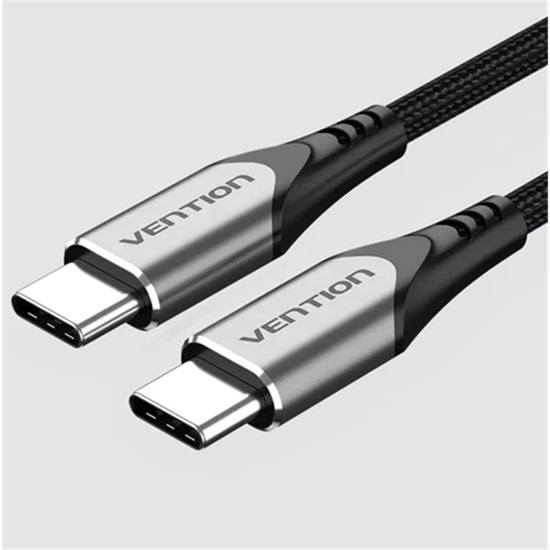 VENTION Nylon Braided Type-C to Type-C 3A/PD 60W Cable 1M Gray Aluminum Alloy Type (TADHF) (VENTADHF)-VENTADHF